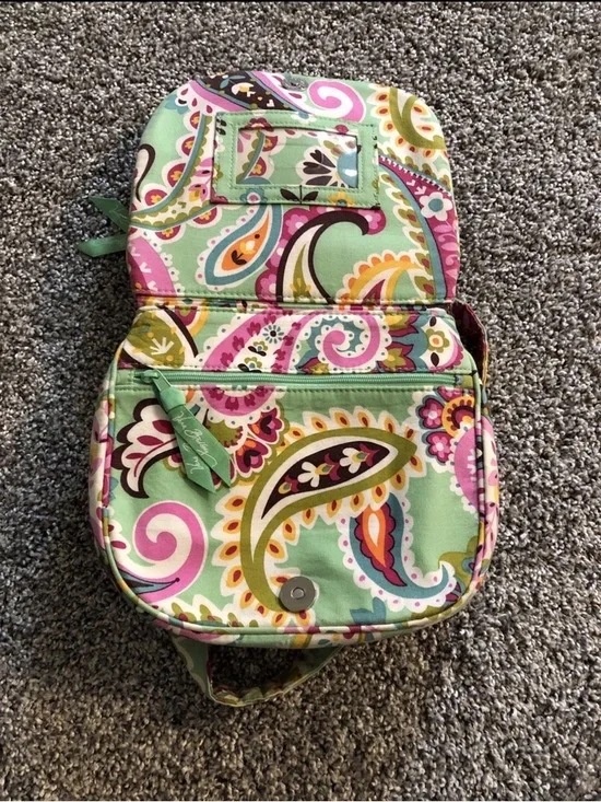 Vera Bradley Green & Pink Hipster Tutti Fruitti Paisley Cross Body - 8” X 7” X 1 - Picture 4 of 4